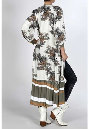 Kimono Para Mujer Tennis, Estampado De Tigres Y Rayas