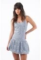 Tennis Vestido Corto Para Mujer De Encaje Azul Cielo Entallado Con Escote Corazón de Tennis