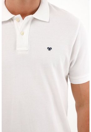 Tennis Polo Blanca Con Raqueta Multicolor Para Hombre