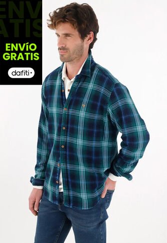 Tennis Camisa Tipo Leñadora A Cuadros Verde Para Hombre Tennis