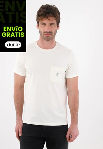 Tennis Camiseta Básica Con Bolsillo Y Estampado Crudo Para Hombre Tennis
