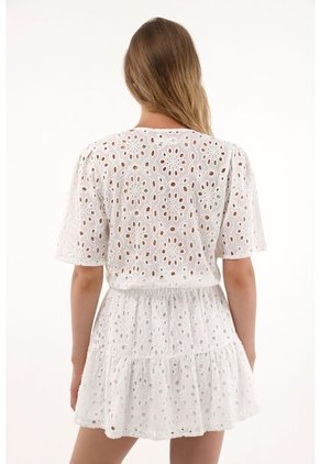 Tennis Vestido Crudo Corto En Ojalillo Para Mujer