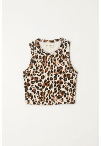 Camiseta Crop De Estampado Animal Print Para Niña Tennis