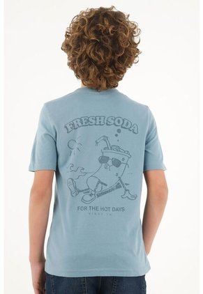 Camiseta Básica Azul Para Niño