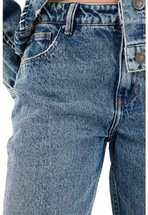 Tennis Jean Mom Azul Tiro Alto Para Mujer