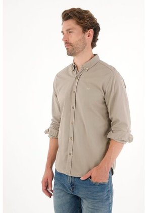 Tennis Camisa Manga Larga Con Raqueta Bordada Gris Para Hombre