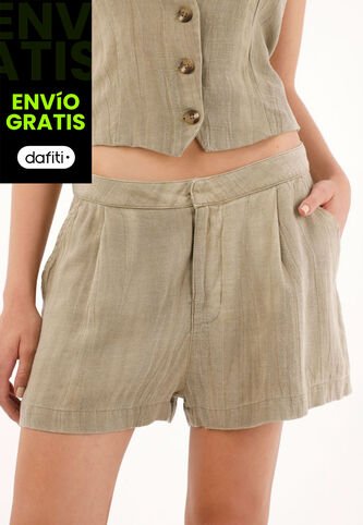 Short De Tiro Alto Con Prenses Café Para Mujer Tennis