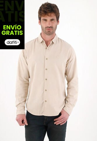 Tennis Camisa Manga Larga Con Detalle Bordado Café Para Hombre Tennis