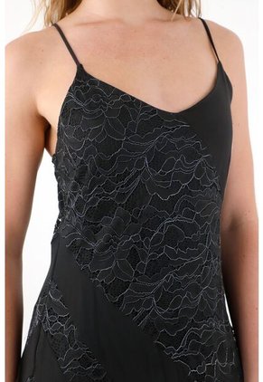 Tennis Vestido Largo Con Mezcla De Telas Y Brillo Para Mujer