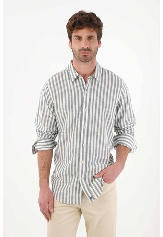 Tennis Camisa Preteñida A Rayas Verde Para Hombre Tennis