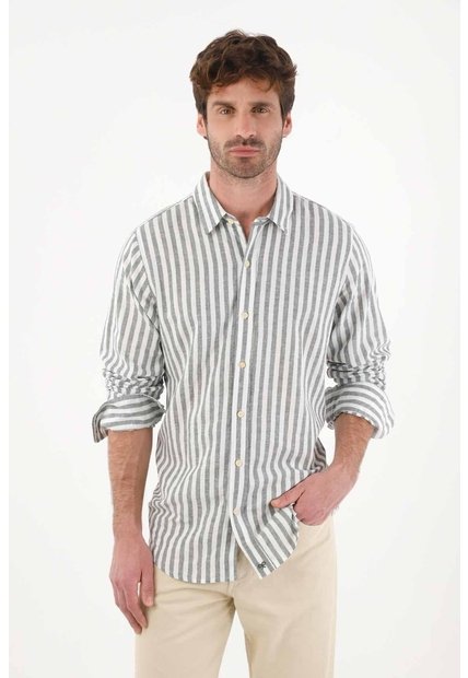 Tennis Camisa Preteñida A Rayas Verde Para Hombre
