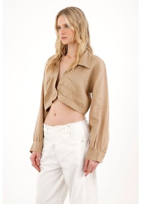 Tennis Camisa En 100% Lino Crudo Para Mujer