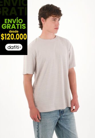 Camiseta Básica De Tela Con Textura Café Para Hombre Tennis