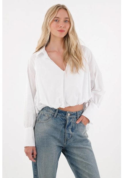 Tennis Camisa De Silueta Tipo Globo Blanca Para Mujer