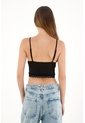 Tennis Crop En Rib Con Detalle De Encaje En El Ruedo Negro Para Mujer de Tennis