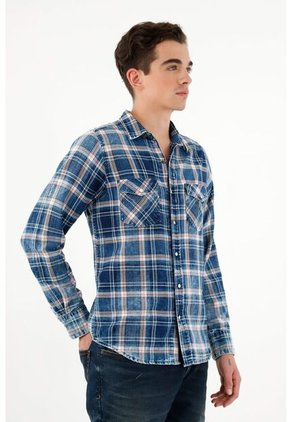 Tennis Camisa Leñadora Azul Para Hombre