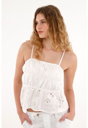 Tennis Camisa Crudo En Ojalillo De Tiras Para Mujer