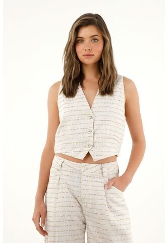 Tennis Chaleco En Tweed Con Botones Para Mujer Tennis