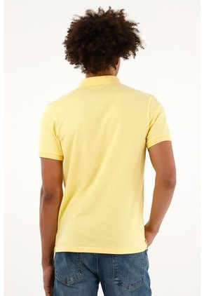 Tennis Polo Amarilla Con Raqueta Bordada Para Hombre