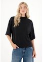 Tennis Camiseta Cuello Alto Negra Para Mujer de Tennis