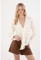Camisa Con Escote En V Y Boleros Crudo Para Mujer de Tennis