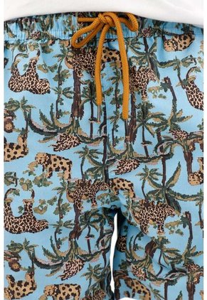 Pantaloneta De Baño Azul Con Estampado Playero Nocturno Para Niño