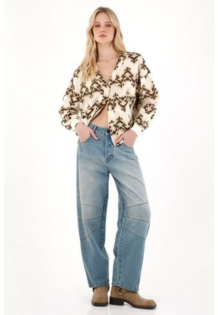 Tennis Jean Horseshoe Tiro Bajo Azul De Silueta Amplia Para Mujer