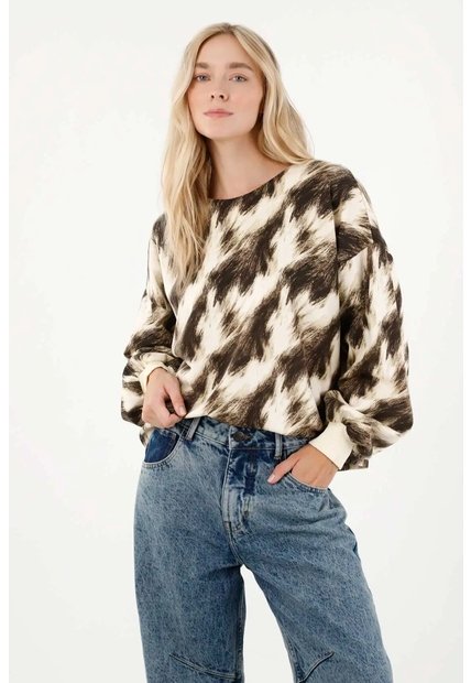 Tennis Buzo Estampado Silueta Oversize Para Mujer