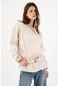 Tennis Cazadora Fit Relajado Con Cinturón De Algodón Beige Para Mujer de Tennis
