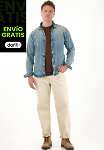 Tennis Camisa Manga Larga En Denim Azul Para Hombre Tennis