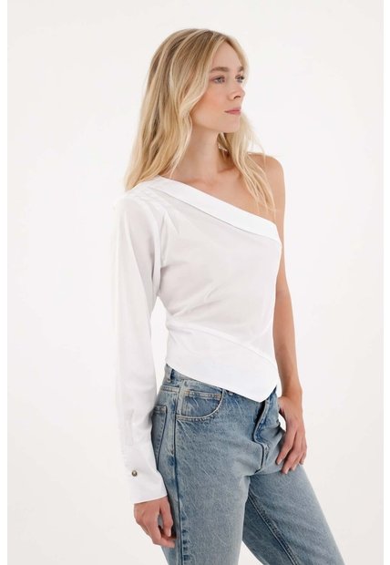 Tennis Camisa De Un Solo Hombro Blanca Para Mujer