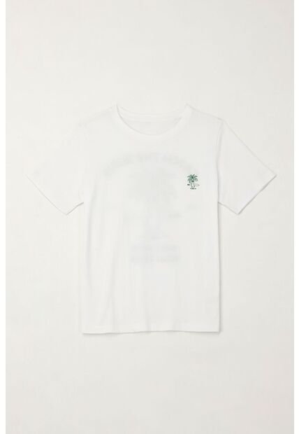 Camiseta Básica Con Estampado Blanca Para Niño