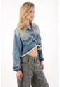 Tennis Chaqueta Crop Con Ruedo Al Corte En Denim Para Mujer de Tennis