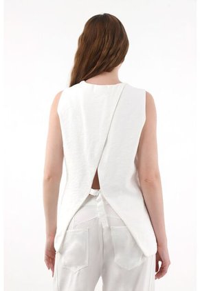 Tennis Chaleco Largo Con Escote En V Crudo Para Mujer