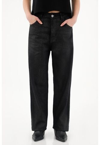 Tennis Pantalón Con Efecto Resinado Animal Print Negro Para Mujer Tennis