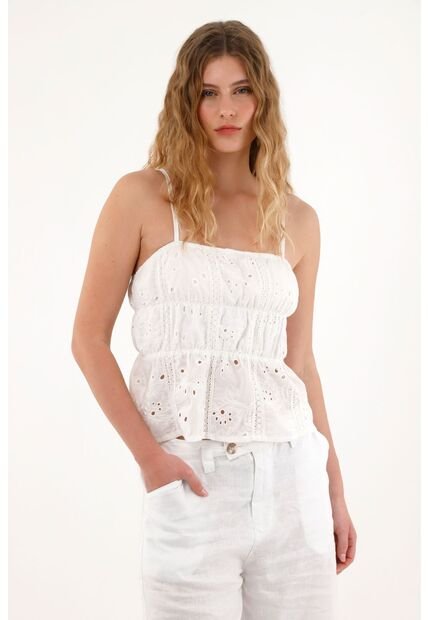 Tennis Camisa Crudo En Ojalillo De Tiras Para Mujer