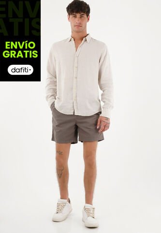 Tennis Camisa De 100% Lino Manga Larga Para Hombre Tennis