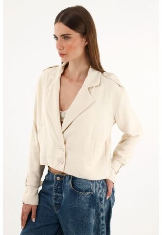 Tennis Abrigo Tipo Biker Crop Top Crudo Para Mujer Tennis