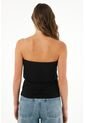 Tennis Camiseta Strapless Negra Con Escote Elástico Para Mujer de Tennis
