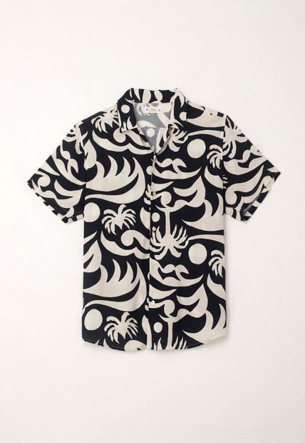 Camisa Tipo Bowling Con Estampado Playero Para Hombre