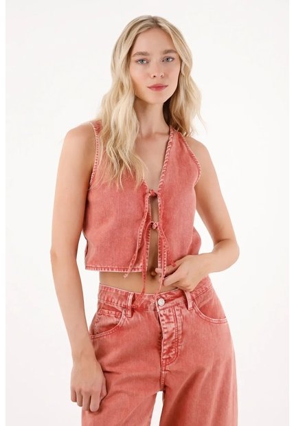 Tennis Chaleco En Bull Denim Rojo Para Mujer