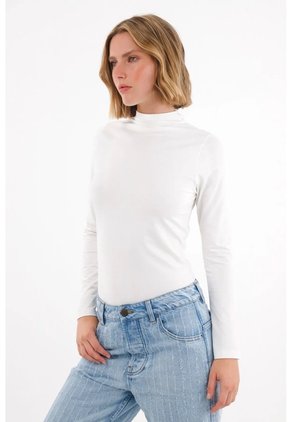 Tennis Camiseta Manga Larga Cuello Tortuga Crudo Para Mujer