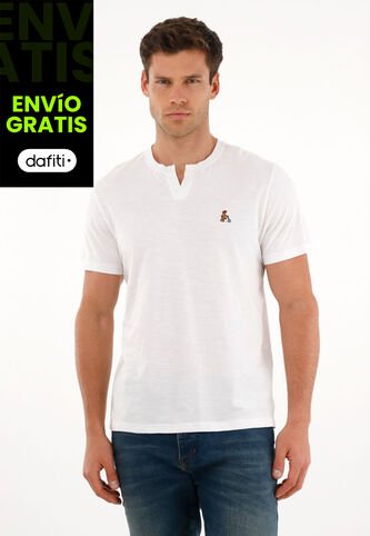 Tennis Camiseta Blanca Con Abertura En V Para Hombre Tennis