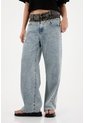 Tennis Jean Wide Leg De Tiro Alto Con Pretina En Contraste Para Mujer de Tennis