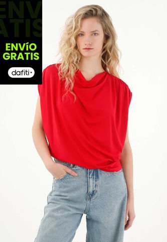 Tennis Camiseta Con Drappeado Rojo Para Mujer Tennis