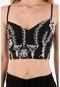 Tennis Crop Top Negro Con Escote Corazón Para Mujer de Tennis