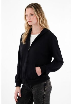 Buzo Negro Con Cierre Para Mujer