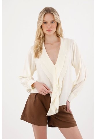 Camisa Con Escote En V Y Boleros Crudo Para Mujer Tennis