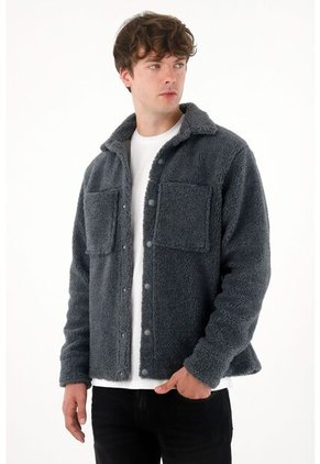 Tennis Abrigo Con Bolsillo Delantero Gris Para Hombre