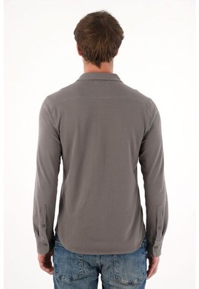 Tennis Camisa Clásica En Tejido De Punto Gris Para Hombre